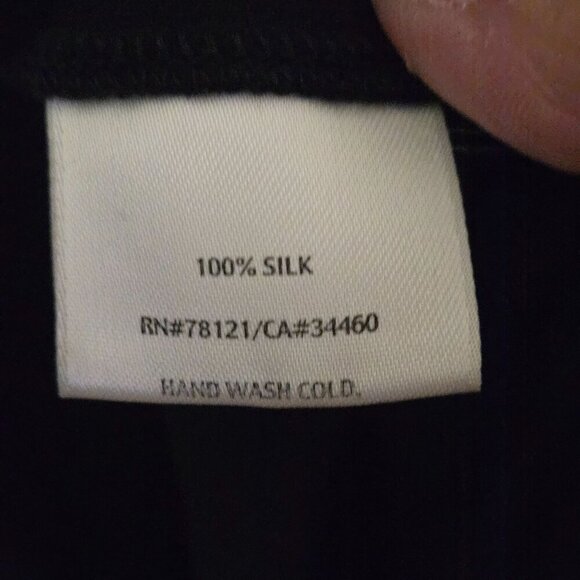 Eileen Fisher 100% Silk Crepe Black Pleated Sleeveless Midi Dress Size S - Picture 4 of 4